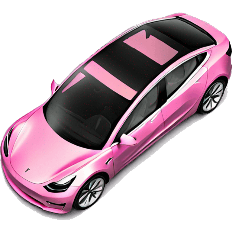 Pink Tesla model 3 top view emoji