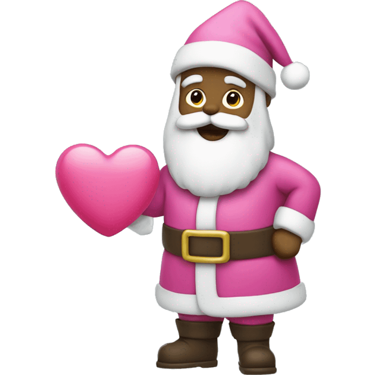 Santa with a pink heart in hand emoji