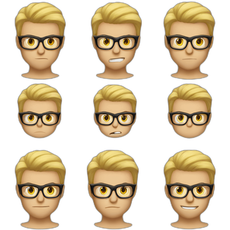 Blond man glasses muscle fight hazelnut emoji