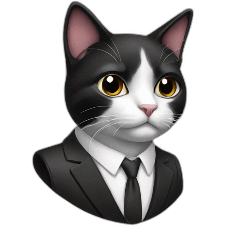 Black and white cat in a suit emoji