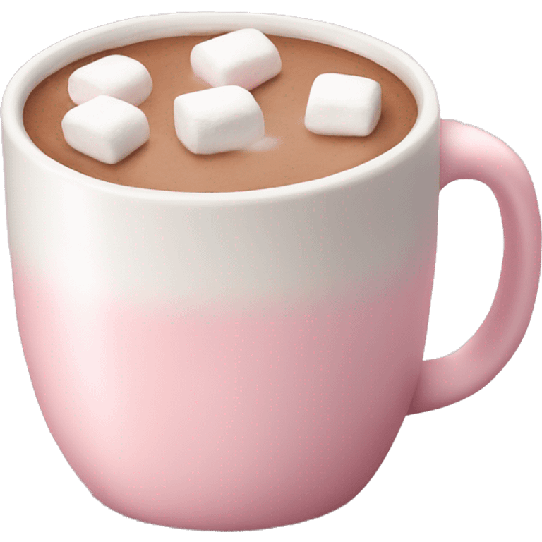 Light Pink mug of hot chocolate with marshmallows  emoji