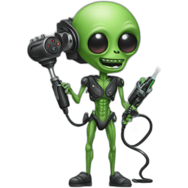 Alien with a tattoo machine emoji