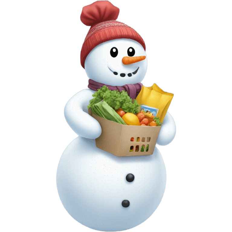 Snowman with groceries  emoji