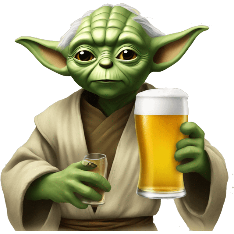 Yoda drinking beer
 emoji