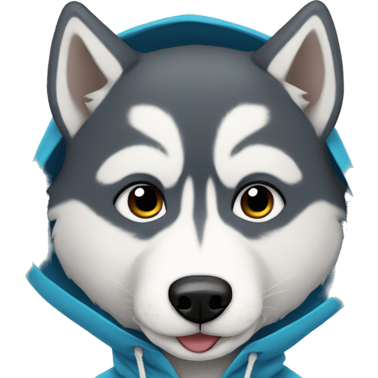 husky in a blue hoodie emoji