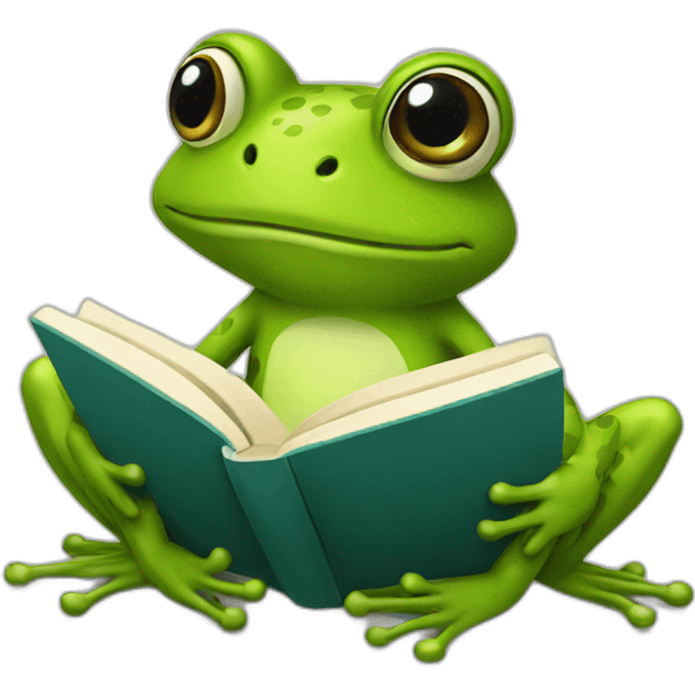 frog reading book emoji