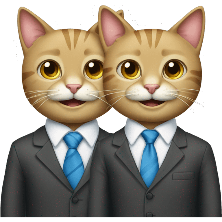 two happy business cats in ties emoji