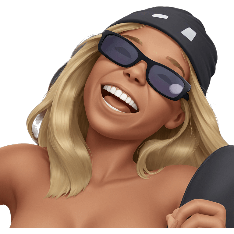 blonde girl with sunglasses emoji