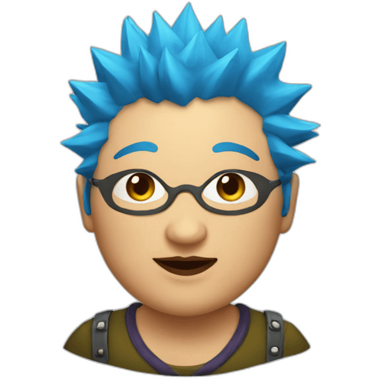 Older fat lesbian Chilean very short spiky bright blue hair emoji