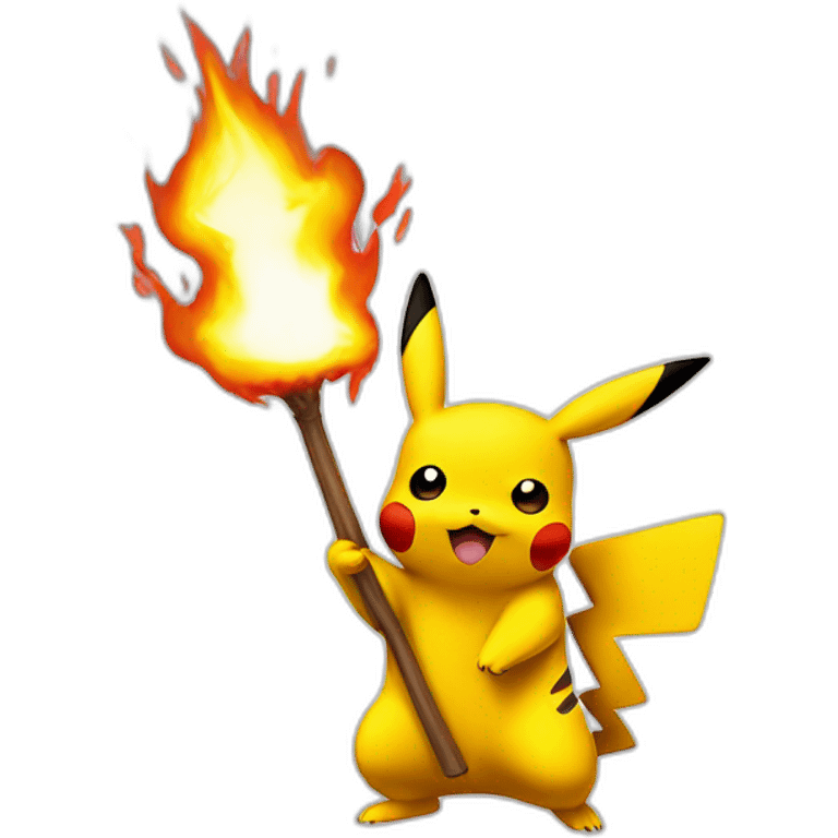 pikachu avec un  lance flame emoji