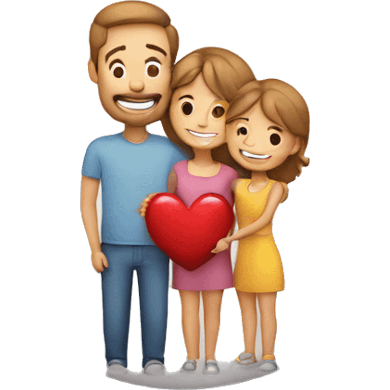 Heart and mom and dad and kids emoji