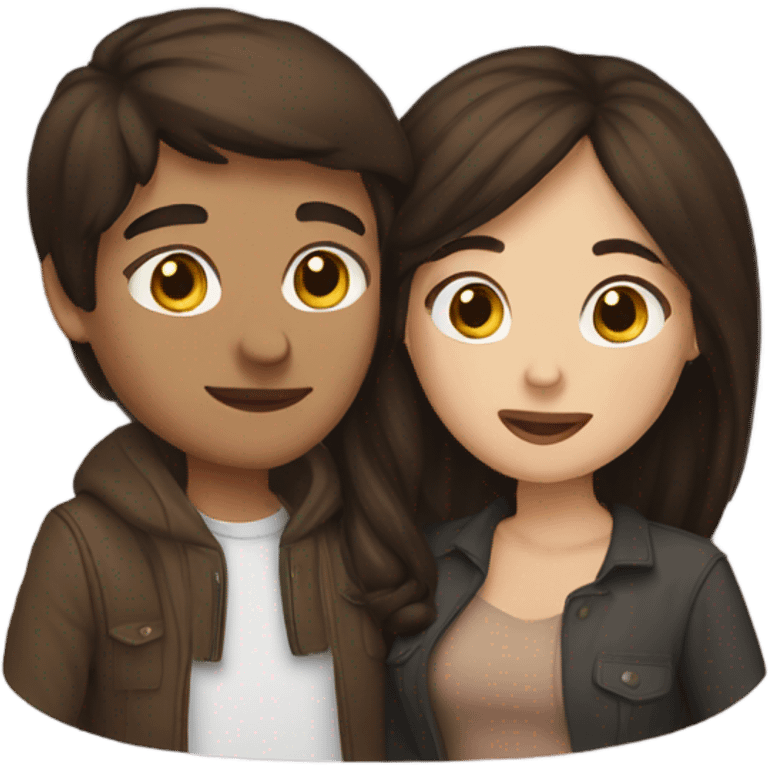 Brunette couple kissing each other emoji