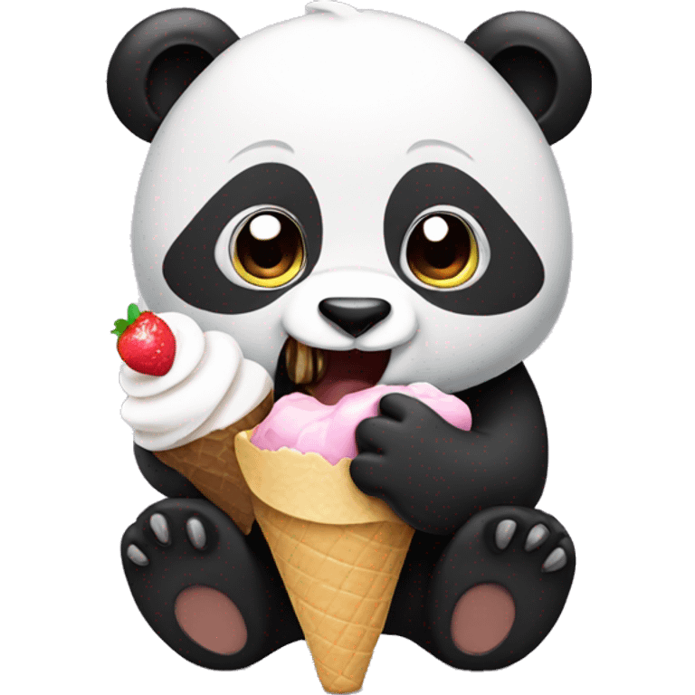 Panda eating ice cream emoji