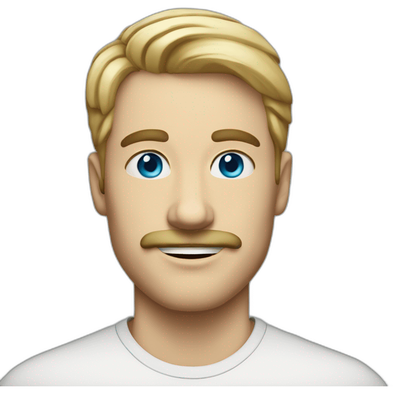 thirty years old tall short blond man with moustache and blue eyes emoji