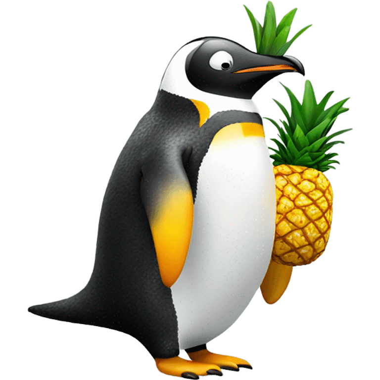 Penguin with a pineapple emoji