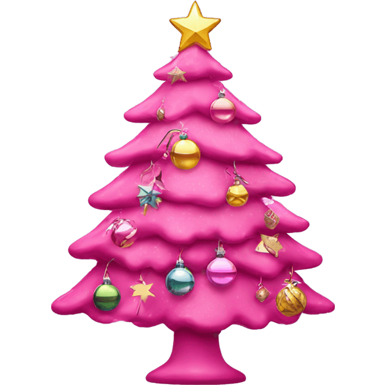 Pink Christmas tree with disco ornaments  emoji