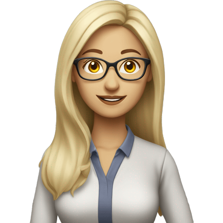 Woman teacher gray blonde long hair glasses with book emoji