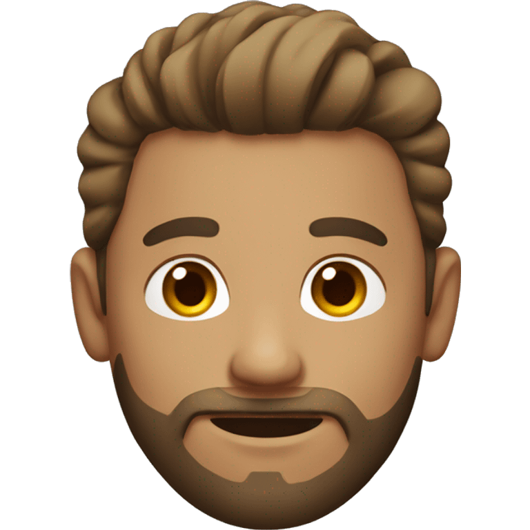 Man with short beard and a light brown with man bun emoji