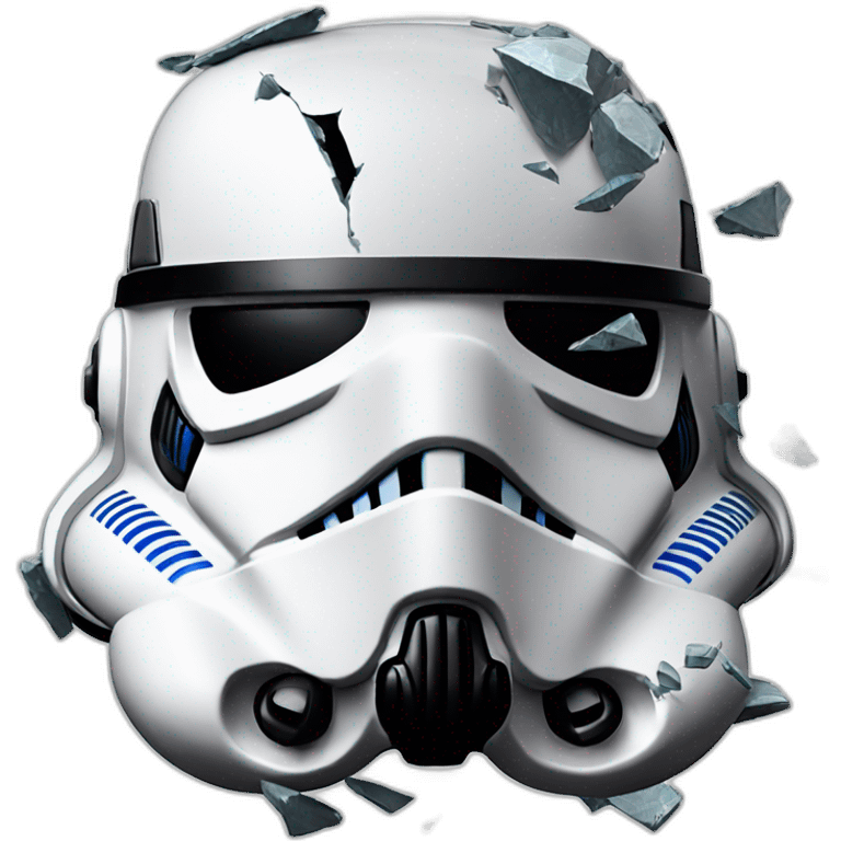 old stormtrooper shattered helmet showing part of face emoji