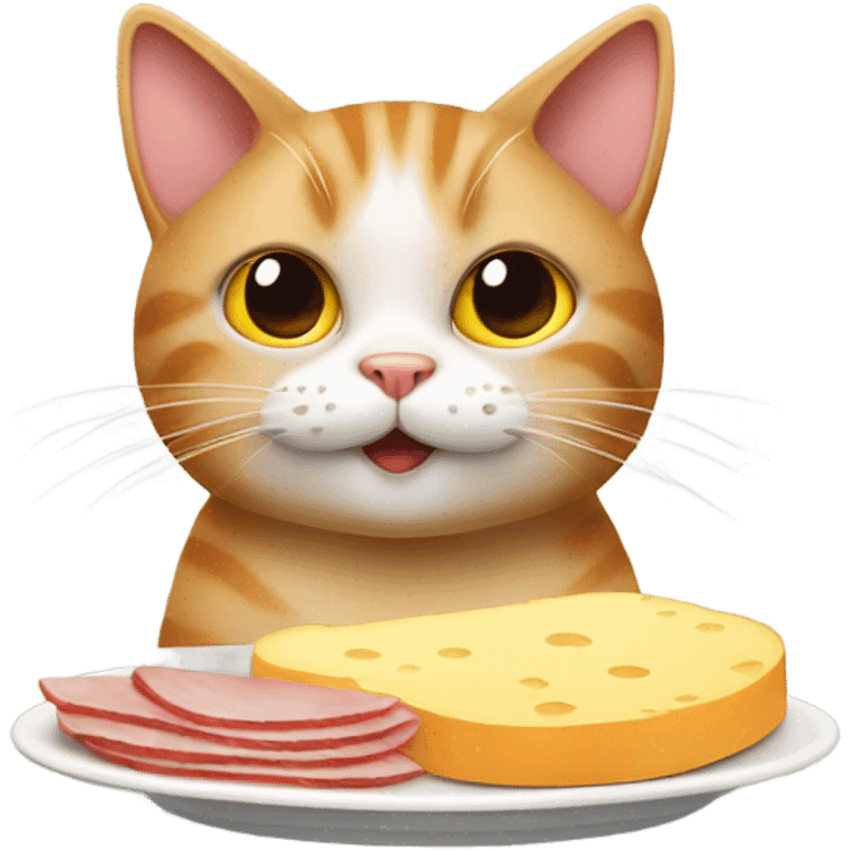 Cat eating ham and cheese emoji