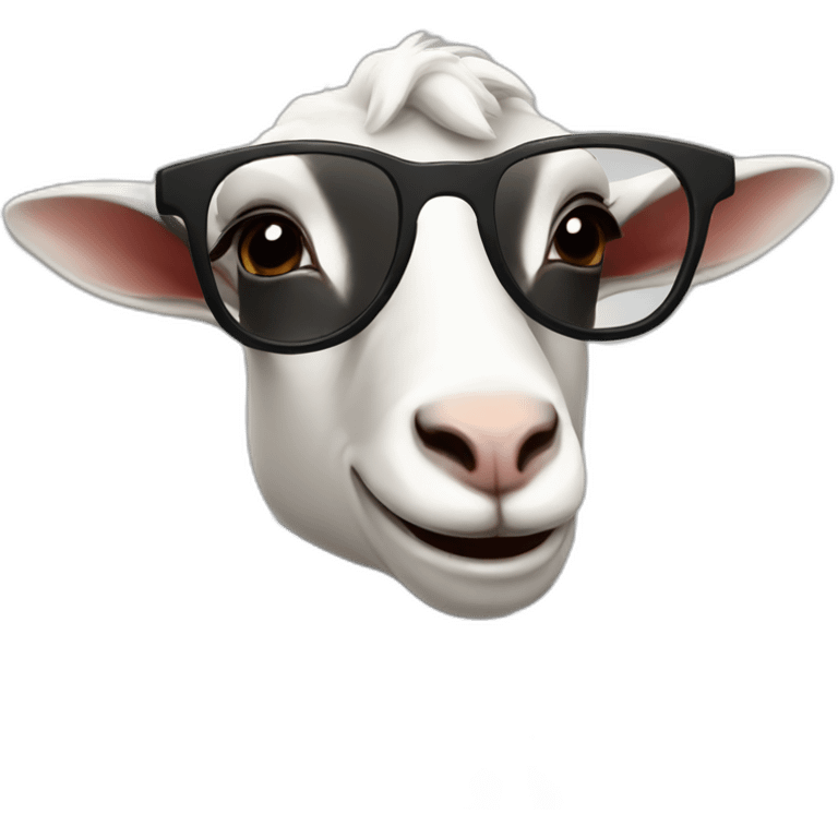 a smiling goat with dark glasses  emoji