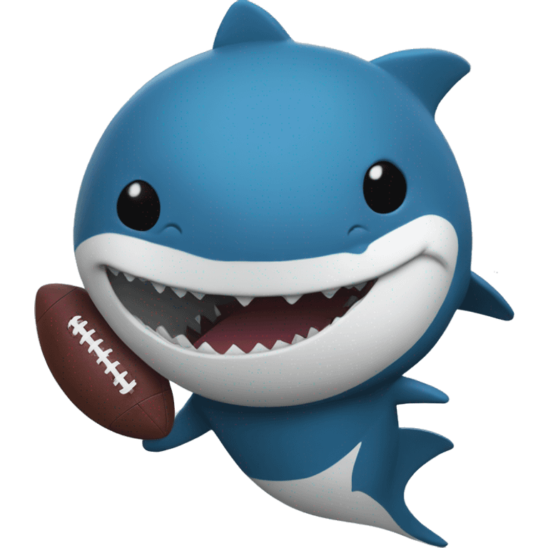 The symbol of the football team in a blue shark costume holds a ball emoji