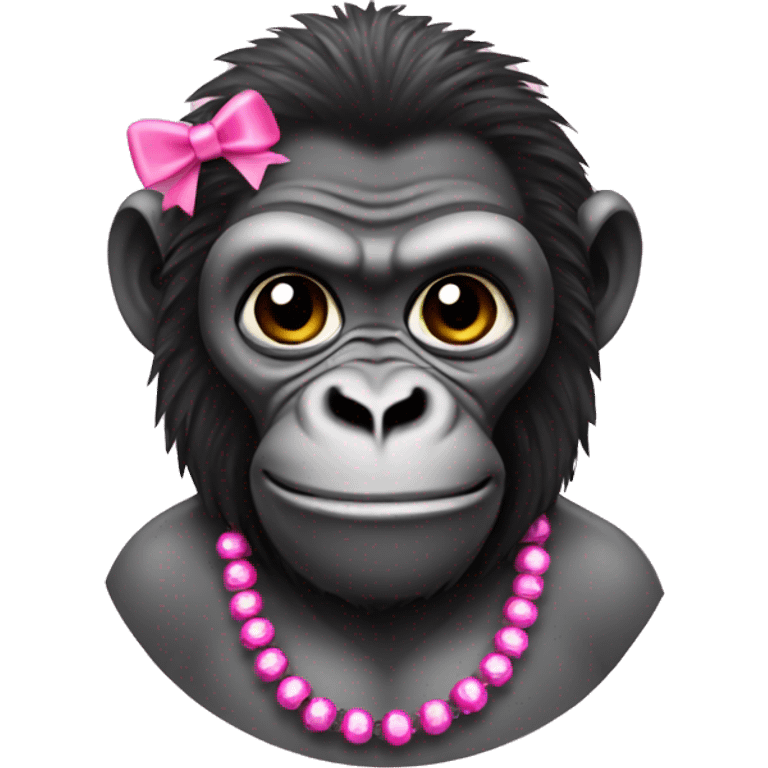 Gorilla with braids and beads with pink bow emoji