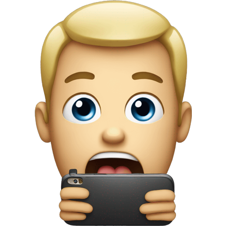 emoji with shock emotion holding smartphone emoji