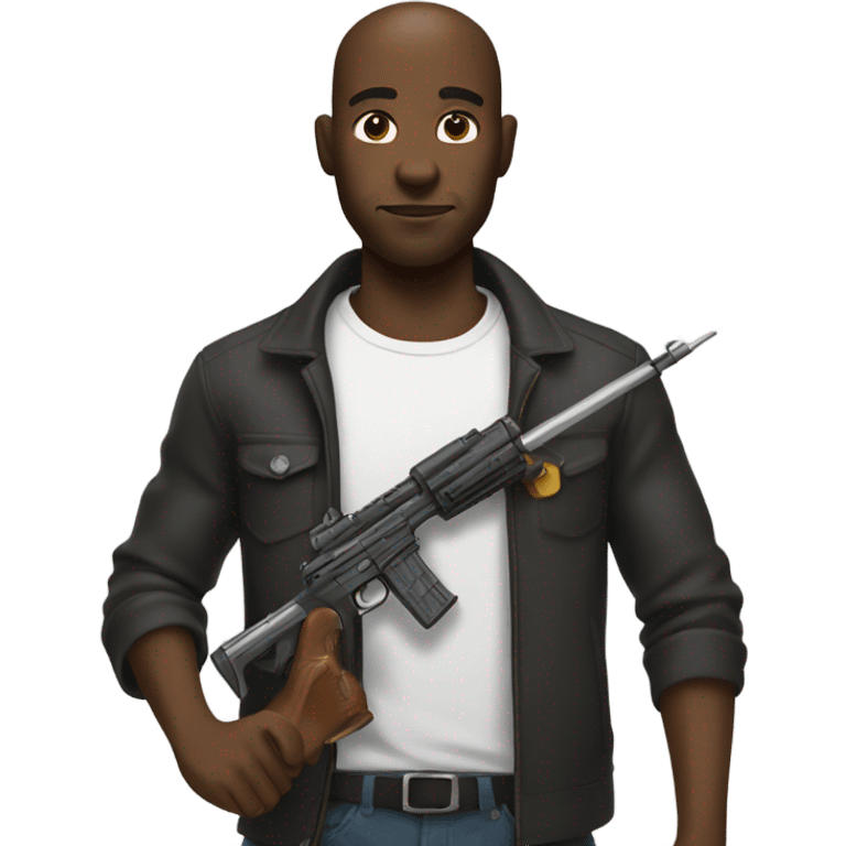 Black dude with a toy weapon emoji