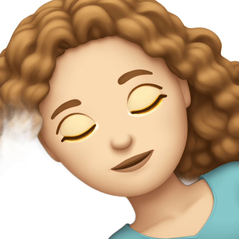 Sleeping white girl with brown wavy hair emoji