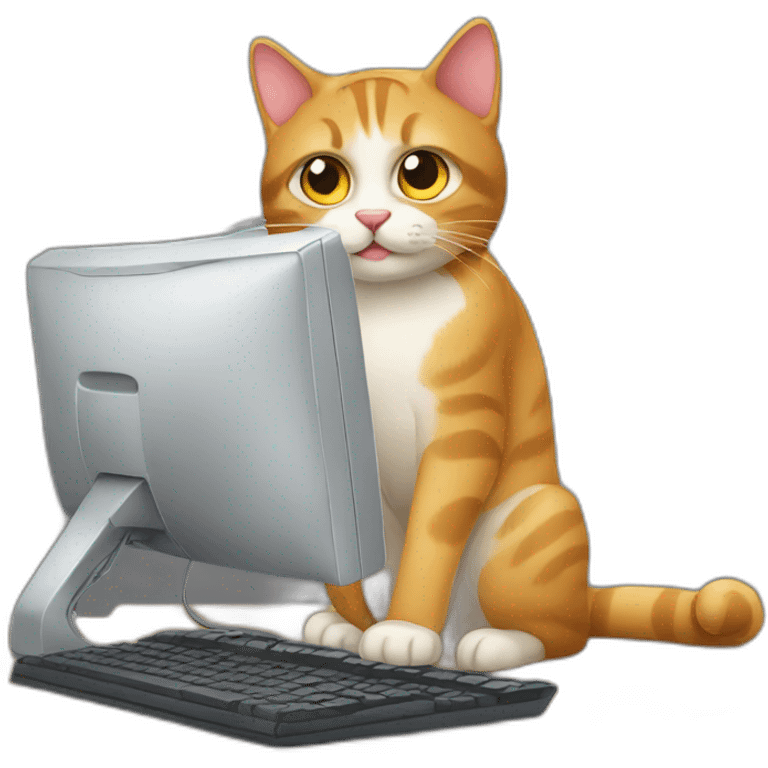 cat using computer emoji