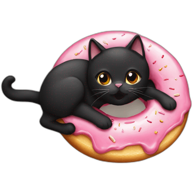 black cat eating doughnut emoji