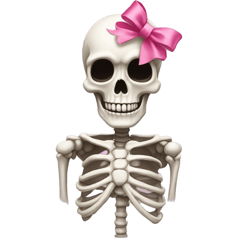 Skeleton with pink bow on the side of its head emoji