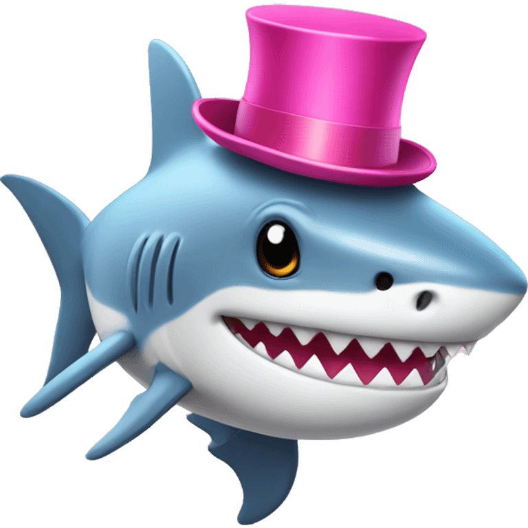 cute Shark with a pink top hat emoji