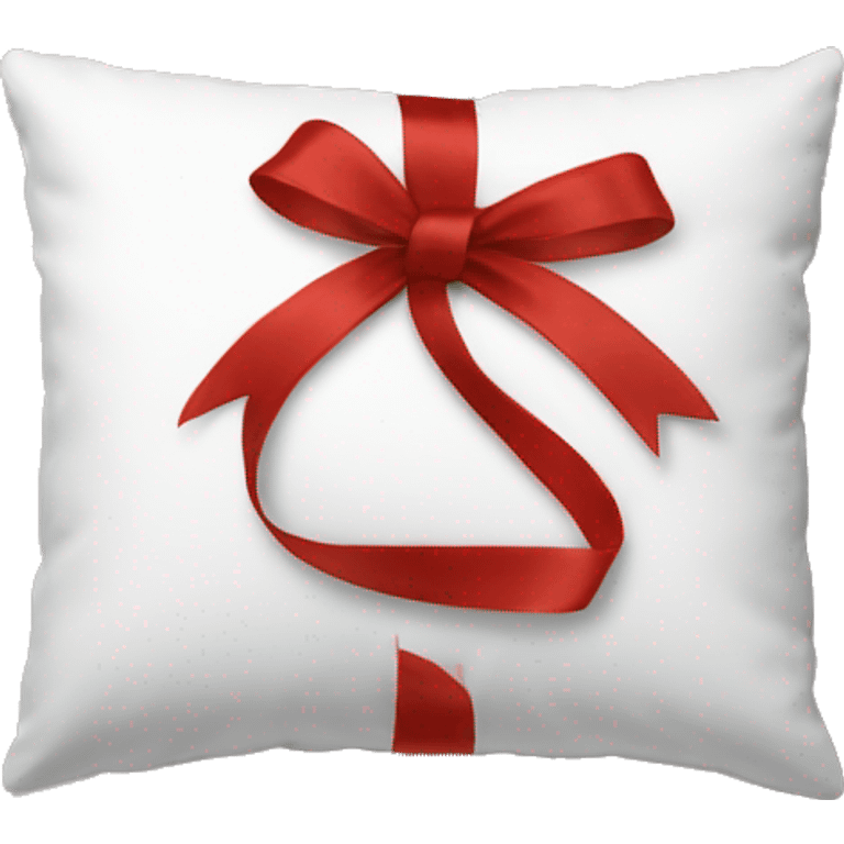 Aesthetic white pillow with red ribbon emoji