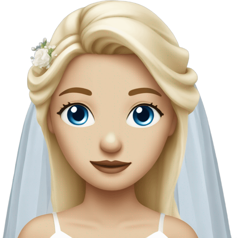 Beautiful blond girl with blue eyes and bowed wedding dress emoji