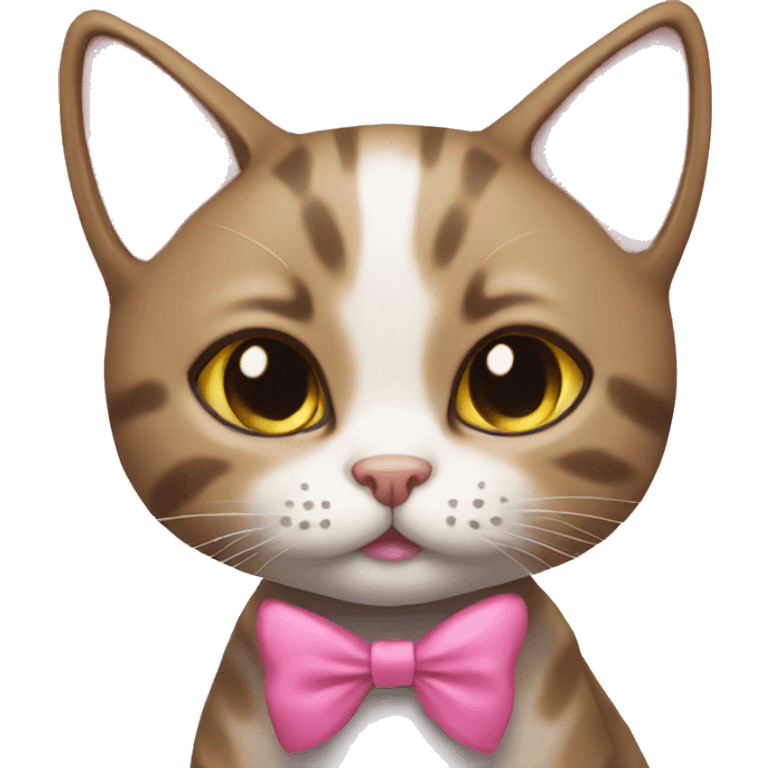 cat wearing a pink bow emoji