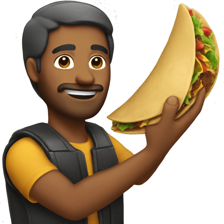 handing a taco emoji