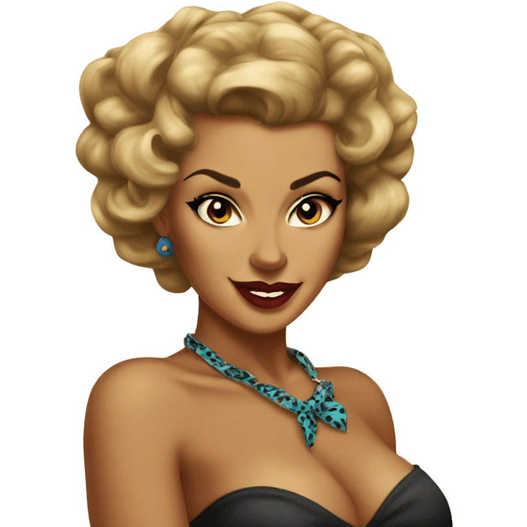 Tanned woman pin up leopard  emoji