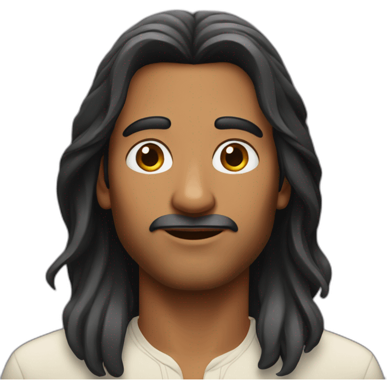 indian man face with long hair and no facial hair emoji