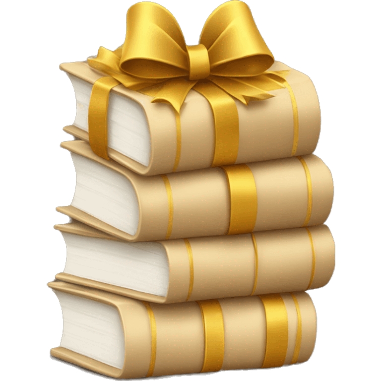 beige books stacked up and tied together by a golden bow emoji