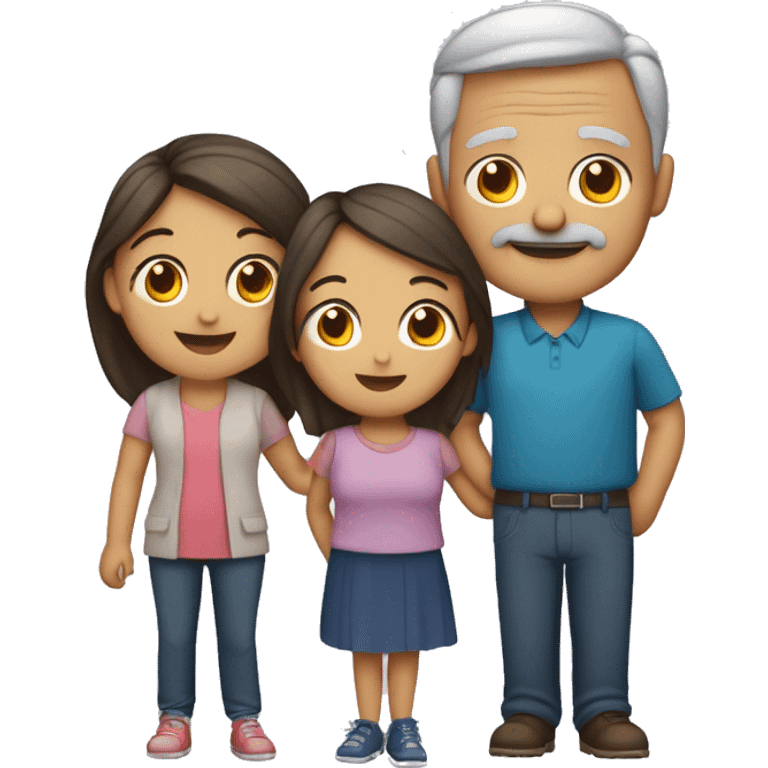 Familia de 4 personas padre y tres chicas cada una de diferente edad emoji