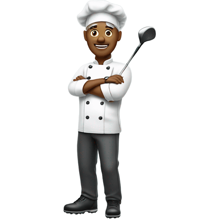 White chef playing golf emoji