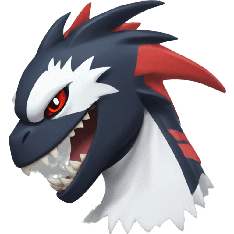 Black Cool Edgy Nargacuga-Garchomp-Absol Fakémon  with White and Red Edgy markings emoji