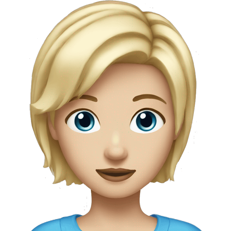 Short blond hair girl blue eyes emoji