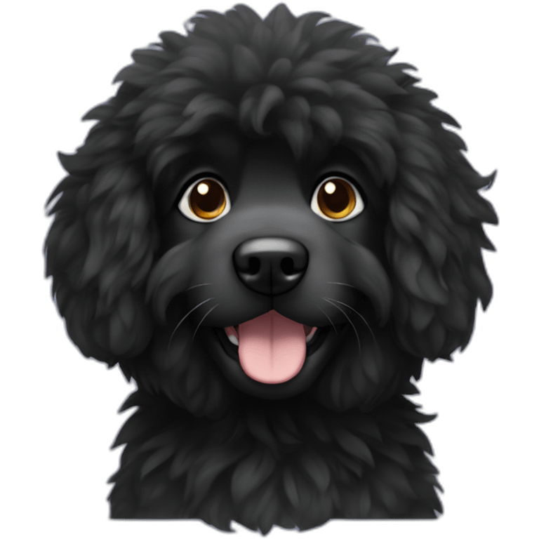 Fluffy black medium size dog emoji