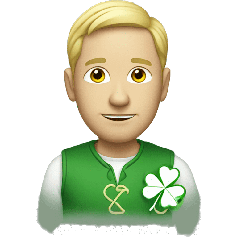 white man with four leaf clover emoji