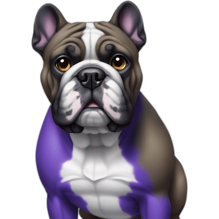 Purple blue green black Bulldog emoji