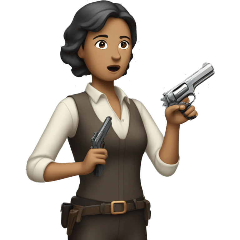 Lady aiming silenced pistol emoji