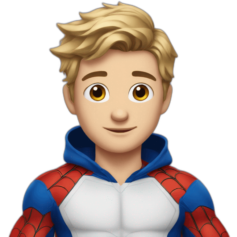 A handsome teen white boy in a spiderman suit emoji